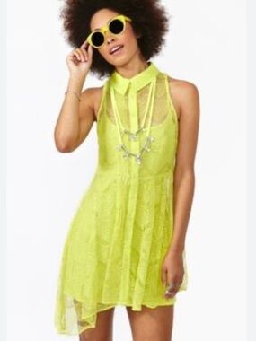 Finders Keepers Shirt Dress Electric Lime